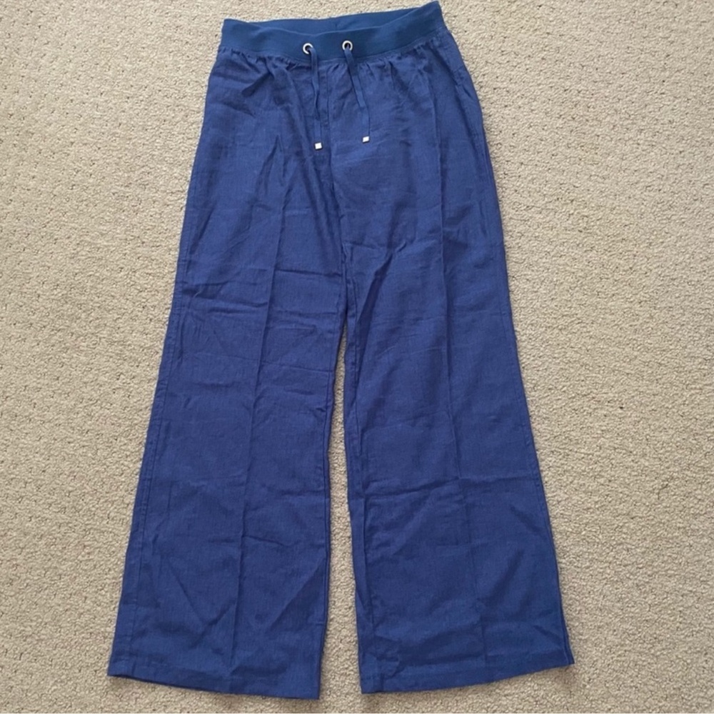 Blue Linen Drawstring Pants